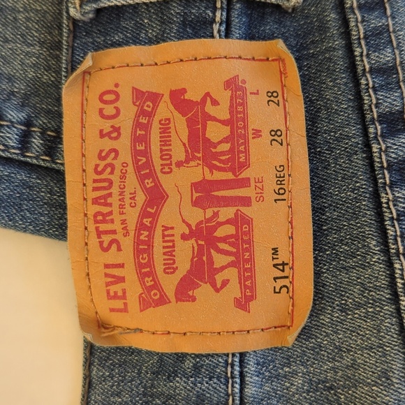 Levi's 514 Straight Distressed Jeans 16 Regular W28 x L28 Blue - Picture 4 of 16